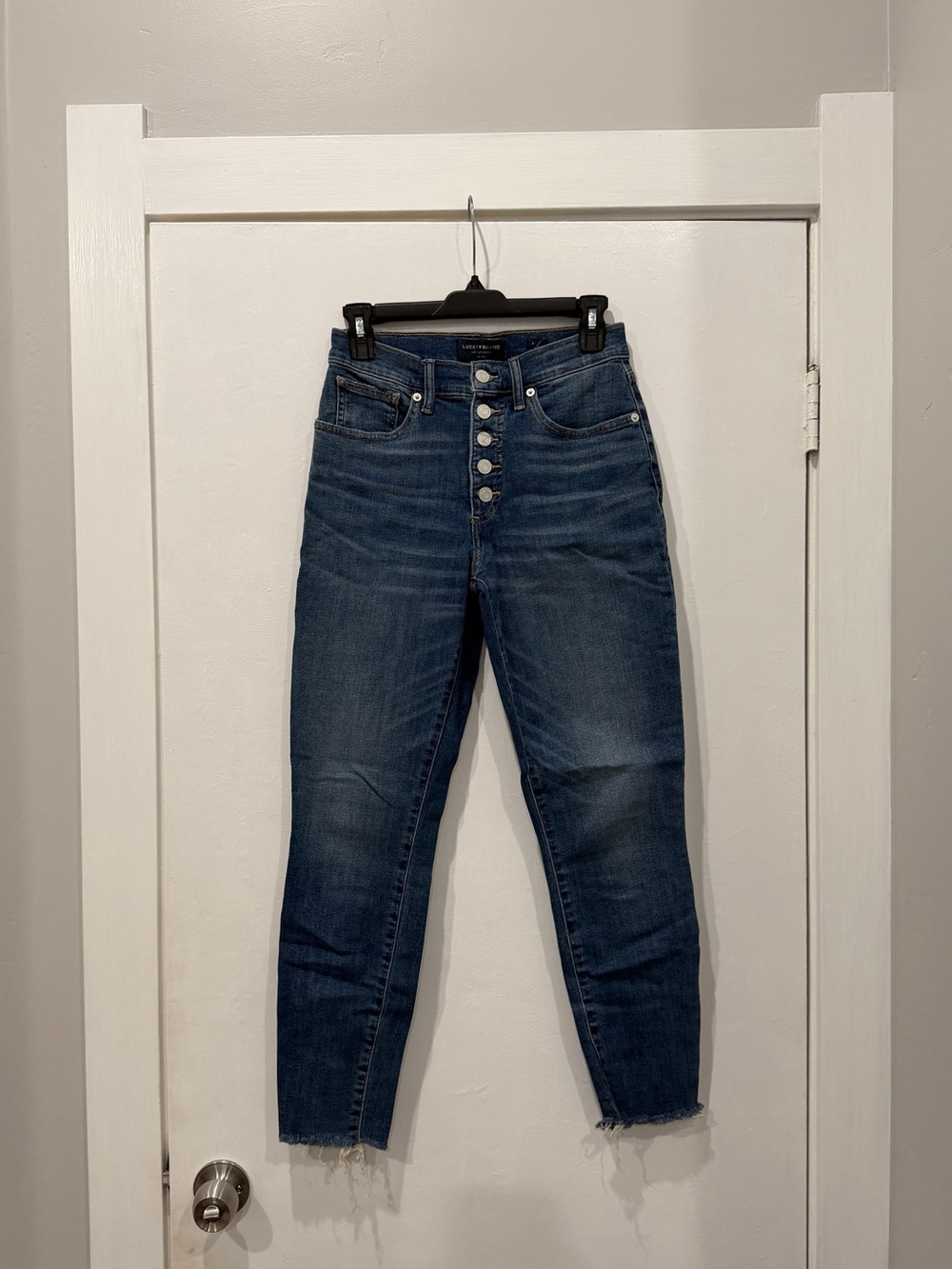 Lucky Brand Women's High-Rise Button-Fly Jeans in Dark Blue Denim